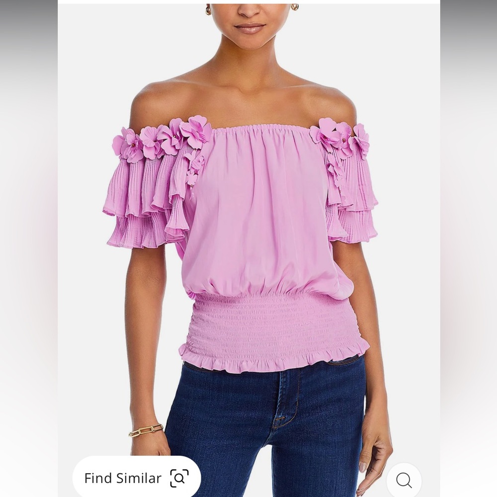 NWT RAMY BROOK BRAELYNN RUFFLE TOP in pink orchid XS 💜🌸